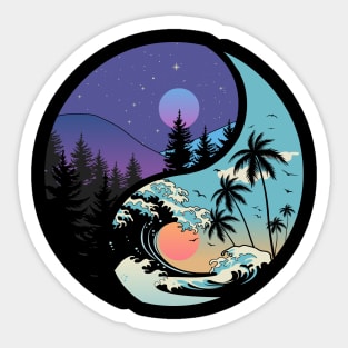 Balance and nature, winter and summer, Yin and Yang. Sticker